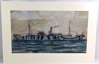 Lot 410 - A watercolour painting of HMS Lingfield,...