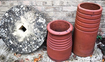 Lot 482 - Two vintage chimney pots together with a mill...