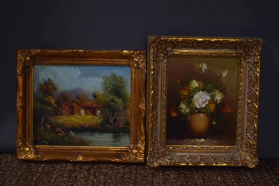 Lot 401 - Two oil on canvas 20th century paintings, one...