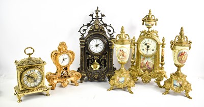 Lot 328 - A selection of decorative mantle clocks to...