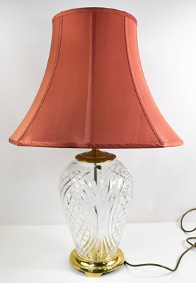 Lot 372 - A Waterford Crystal table lamp, with a pink...