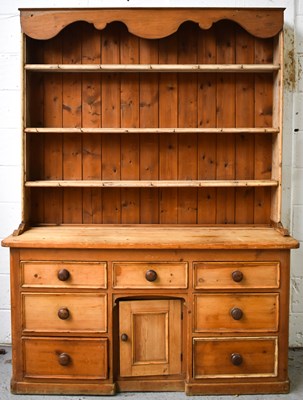 Lot 506 - An antique pine dresser and rack, the rack...