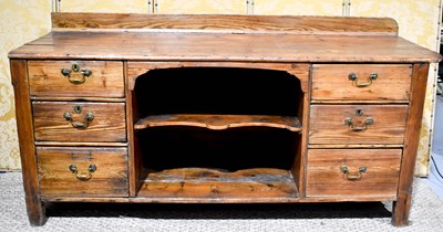 Lot 509 - A Georgian pine dresser base, with dog kennel...