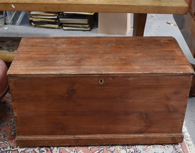 Lot 472 - A Victorian pine blanket box, with twin iron...