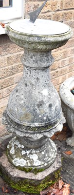 Lot 500 - A garden sundial on stone plinth, of baluster...