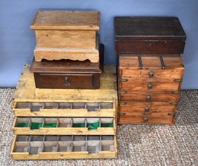 Lot 265 - A group of treen boxes and cabinets to include...