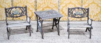 Lot 485 - A vintage cast iron child's table and two...