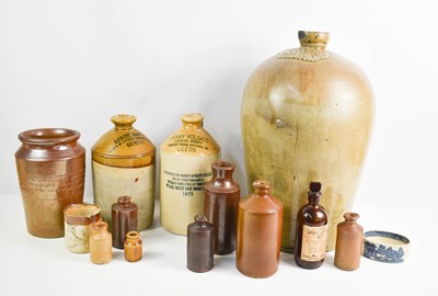 Lot 201 - A selection of antique stoneware jars, to...