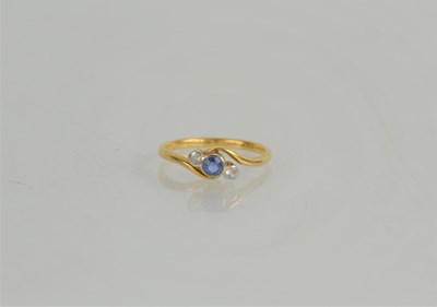 Lot 146 - An 18ct gold, diamond and sapphire ring of...