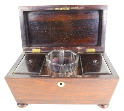 Lot 348 - A Victorian rosewood sarcophagus shaped tea...