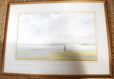 Lot 307 - Guy Todd (20th century): figure on a sandy...