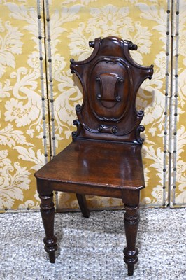 Lot 379 - A Victorian mahogany hall chair, with shaped...