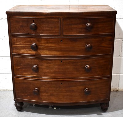 Lot 381 - A Victorian mahogany bow fronted chest of...