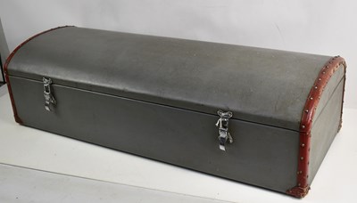 Lot 346 - A vintage canvas and leather motor car trunk.