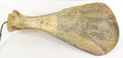 Lot 128 - An Indonesian Batak scrimshaw shoulder blade,...