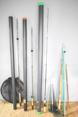 Lot 71 - A group of fishing rods and nets to include...