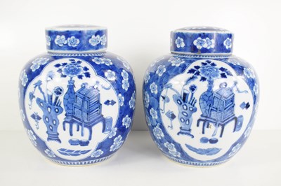 Lot 192 - A pair of Chinese blue and white ginger jars,...