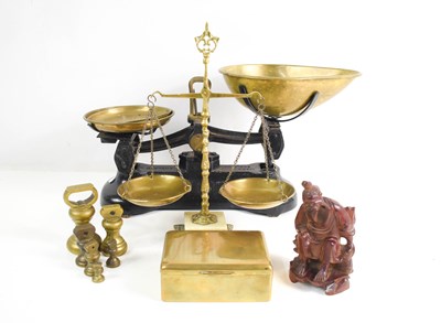 Lot 208 - A pair of cast iron and brass Libra Scales,...