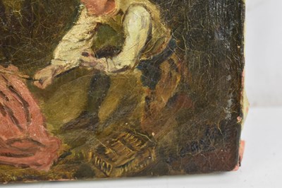 Lot 295 - A 19th century oil on canvas, bird catchers,...