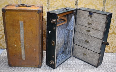 Lot 401 - Two vintage hard case travelling wardrobes...