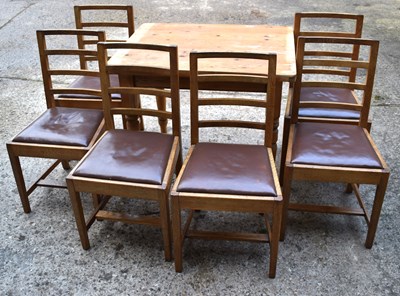 Lot 388 - An antique pine kitchen table with single...