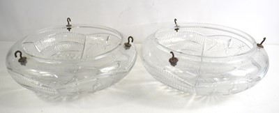 Lot 242 - Two 1930s cut glass ceiling shades, the heavy...