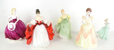 Lot 170 - A group of five bone china figurines to...