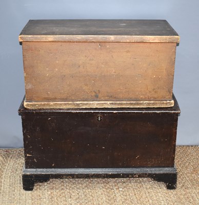 Lot 415 - Two 19th century pine chests, the ebonised...