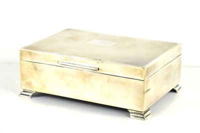 Lot 378 - A silver cigarette box of rectangular...