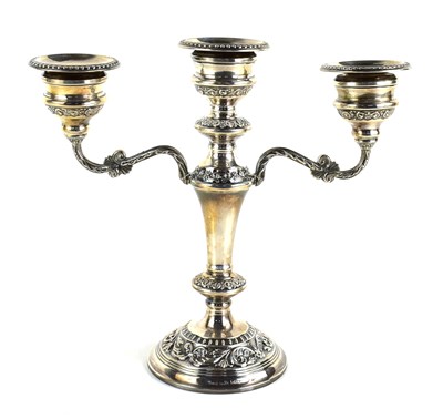 Lot 376 - A silver three branch candelabra by W I...