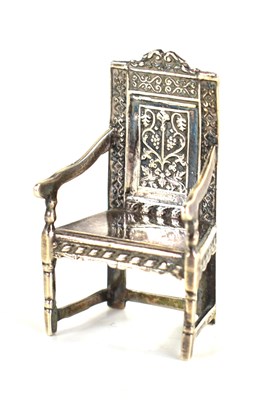 Lot 369 - A novelty Edwardian silver miniature chair...