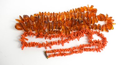 Lot 114 - A vintage amber necklace, composed of rough...