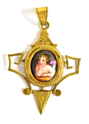 Lot 15 - A 19th century gilt metal pendant, likely...