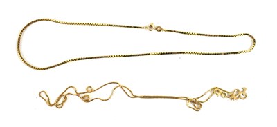 Lot 121 - Two 9ct gold necklaces together with a 9ct...