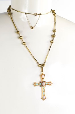 Lot 20 - A 9ct gold ball & bar link necklace, with hoop...