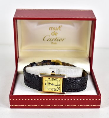 Lot 348 - A Must de Cartier "Tank" ladies wristwatch,...