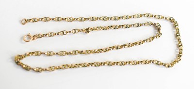 Lot 180 - A yellow metal chain link necklace, composed...