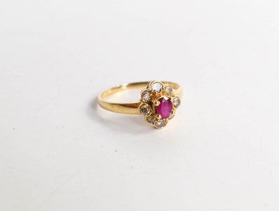 Lot 190 - A 14ct gold, pink sapphire and diamond ring,...