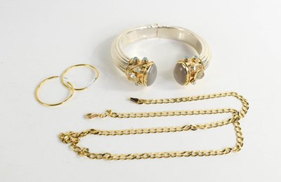 Lot 196 - A 9ct gold chain flat-link necklace 8.45g, a...