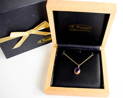 Lot 246 - A 9ct gold pendant necklace, the pendant set...