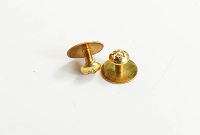 Lot 260 - A pair of 15ct gold and diamond collar studs,...