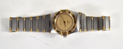 Lot 346 - An Omega "Constellation" steel and gold ladies...