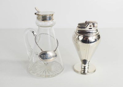 Lot 363 - A glass & silver whiskey jug, together with...