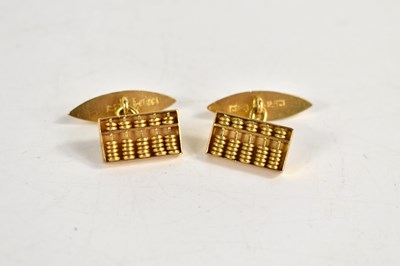 Lot 274 - A pair of Chinese gold cufflinks, testing to...