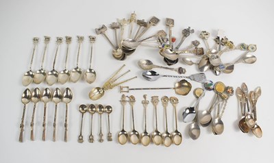 Lot 382 - A selection of silver and silver plated spoons,...