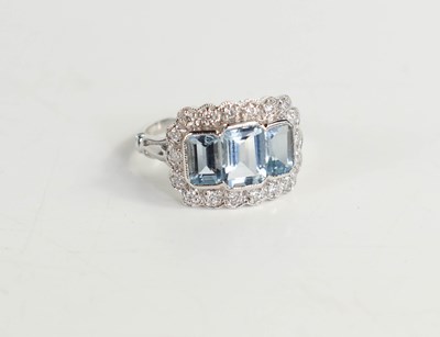 Lot 282 - An 18ct white gold Victorian-style aquamarine...