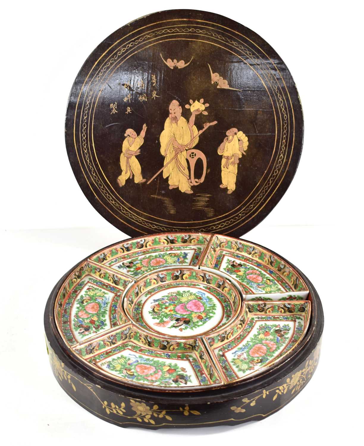Lot 240 - A Chinese Canton porcelain hors d' oeuvres set...
