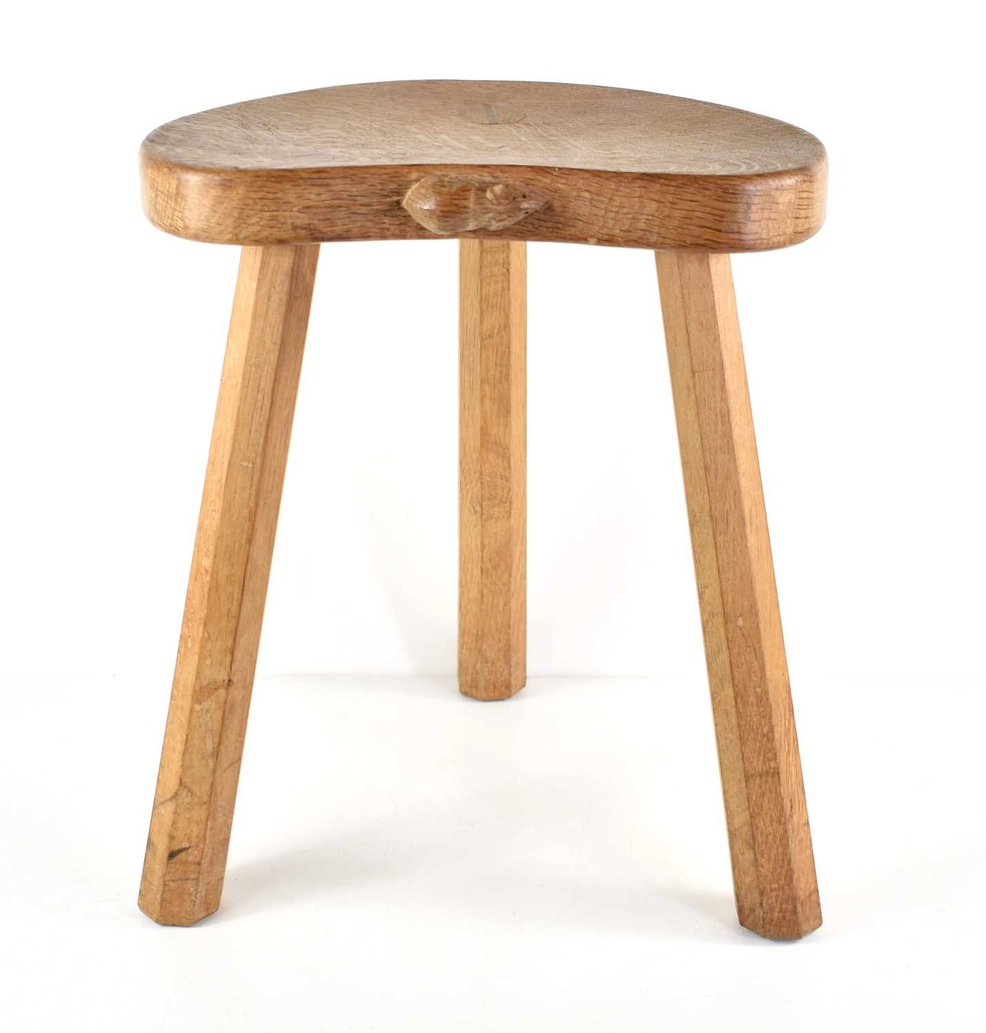 Lot 498 - A Robert "Mouseman" Thompson oak three legged...