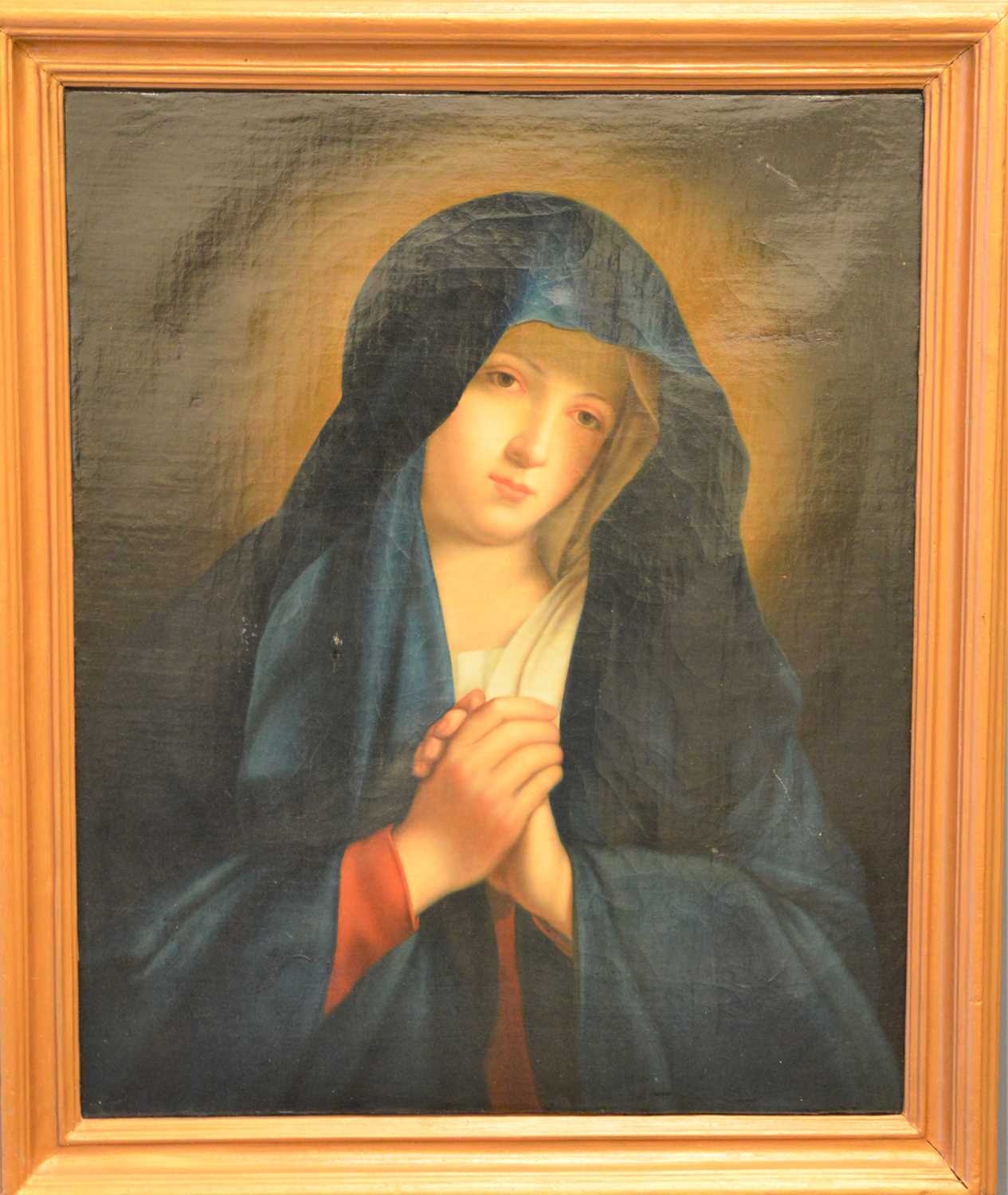 Lot 75 - A 19th century portrait of the Madonna, oil on...