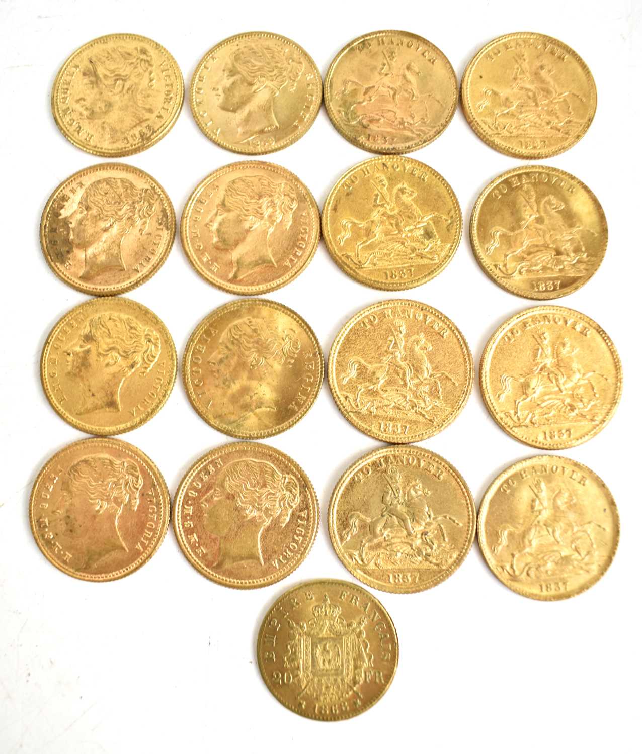 Lot 317 - A group of seventeen Hanover gold coloured...